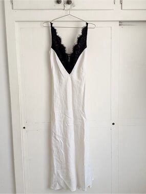 knee length dresses for ladies Cass White Asym Linen Midi Dress – sarahsrentals